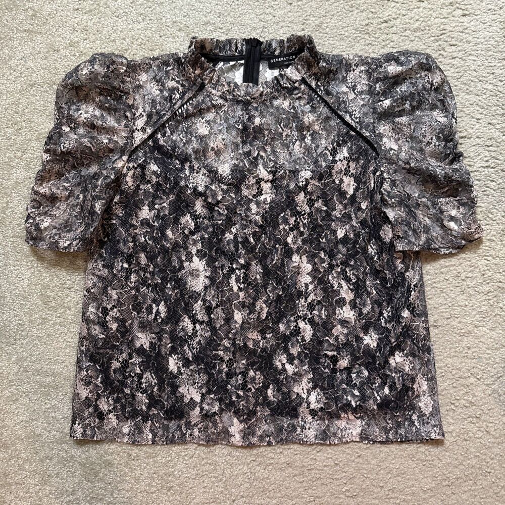 Generation Love Women’s Orla Printed Python Lace Top Shirt Blouse Size Small